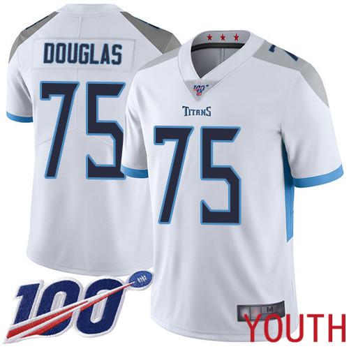Tennessee Titans Limited White Youth Jamil Douglas Road Jersey NFL Football #75 100th Season Vapor Untouchable->youth nfl jersey->Youth Jersey